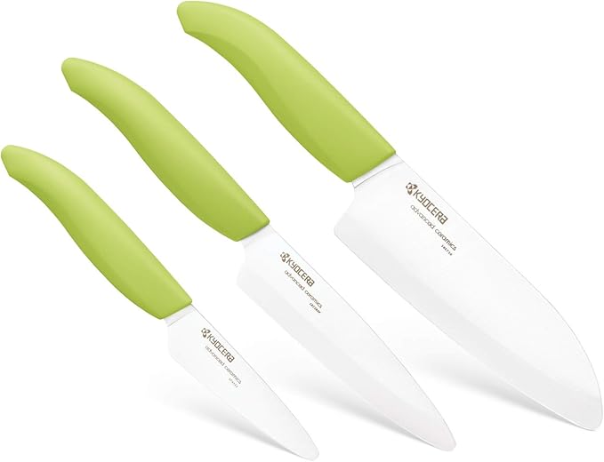 Kyocera 3Piece Advanced ceramic Revolution Series Knife Set, green