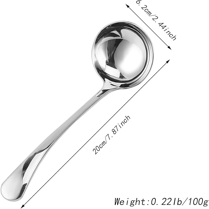 Small Ladle 18/10 Stainless Steel Sauce Ladle for Spooning Sauces or Gravies, 7.9 Inch 1 Pack (Color:Silver)