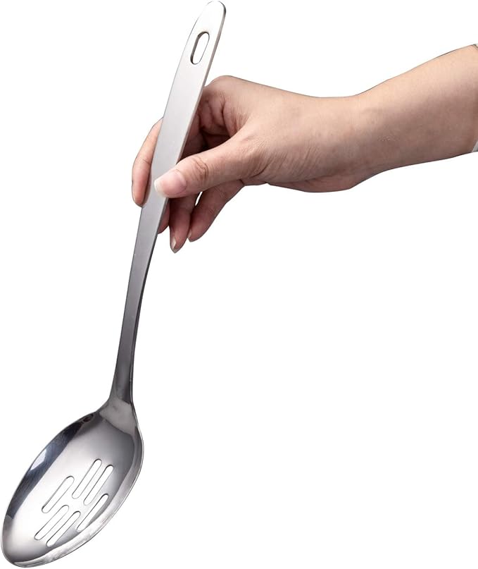 IMEEA Large Slotted Spoon Stainless Steel Serving Spoon for Cooking, 12.8-Inch