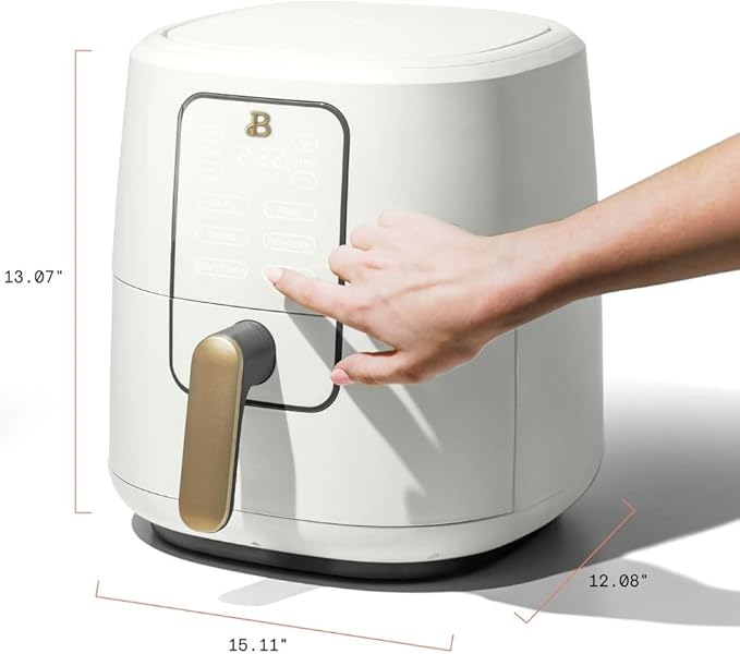 Beautiful 6-Quart Digital Air Fryer, TurboCrisp Technology, Touch-Activated Display, 1750W, 90–400°F, Dishwasher-Safe Basket