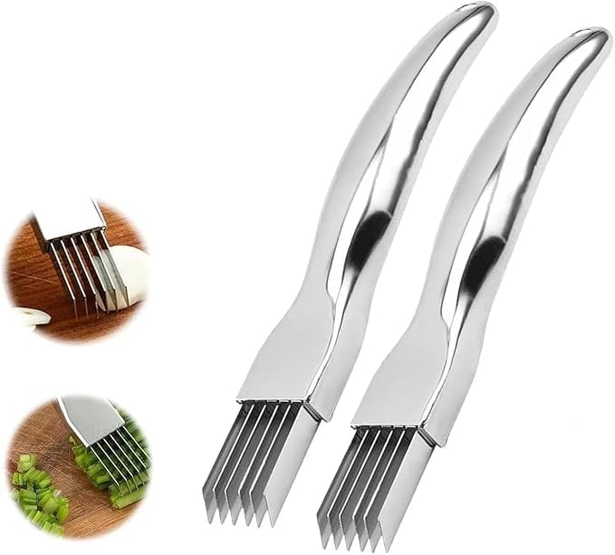 Christmas Stocking Stuffer 2 Packs Shred Silk the Knife, 2024 New ShredKnife Shred Silk the Knife Stainless SteelChopped Green Onion Knife Onion Slicer Thin Multifunctional Vegetable