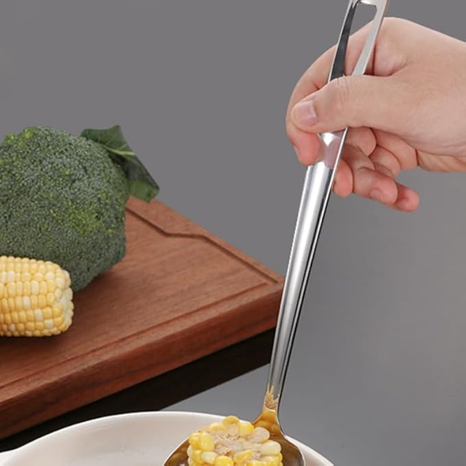 Cabilock 316 Stainless Steel Soup Ladle Square Head Nonslip Handle for Kitchen Cooking Utensils Slotted Serving Spoon