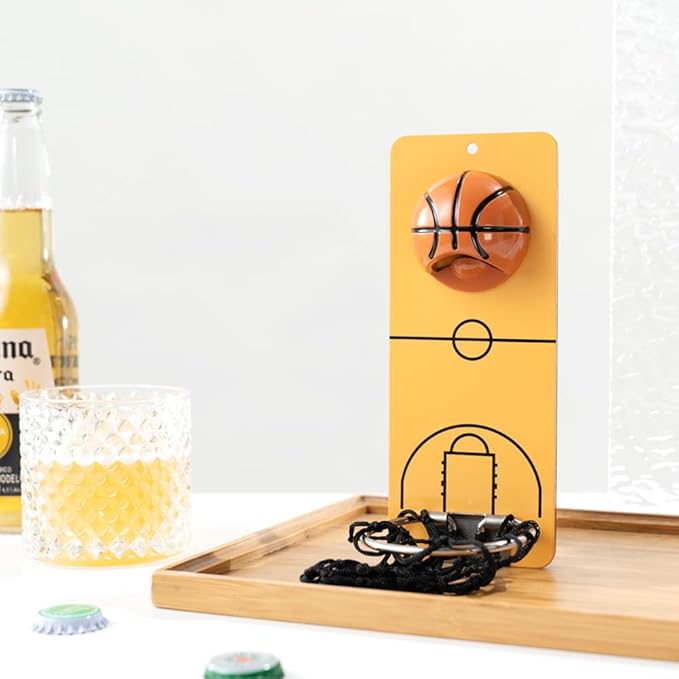 Arola Magnetic Basketball Bottle Opener, Removable Metal Wall Mounted Opener with Cap Catcher Collector, Gift for Basketball、Beer Lovers and Men, Use as Kitchen-Yard-Bar Decoration