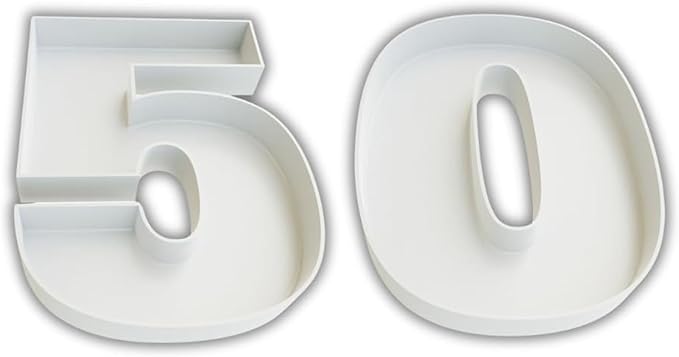 Hard Plastic Reusable Fillable Letters Numbers Serving Trays for Party Decoration (50, White)