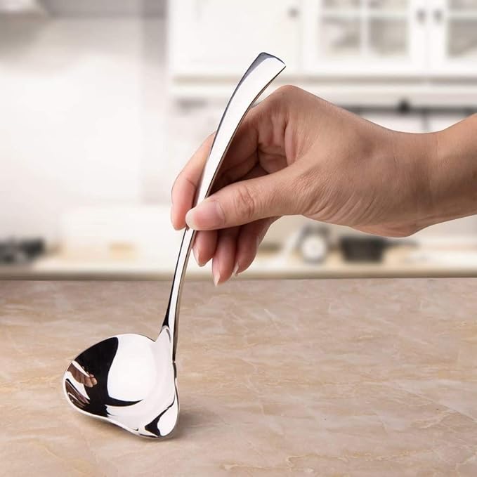 IMEEA 7inch Small Gravy Ladle 18/10 Stainless Steel Soup Ladle with Spout for Sauces, Set of 2