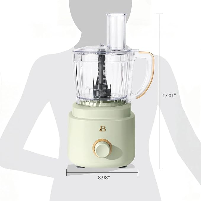 Beautiful 10‑Cup Food Processor ‑ 500 W, Variable Speed, Twist‑Lock, Dishwasher‑Safe Parts, Included Accessories (Sage Green)