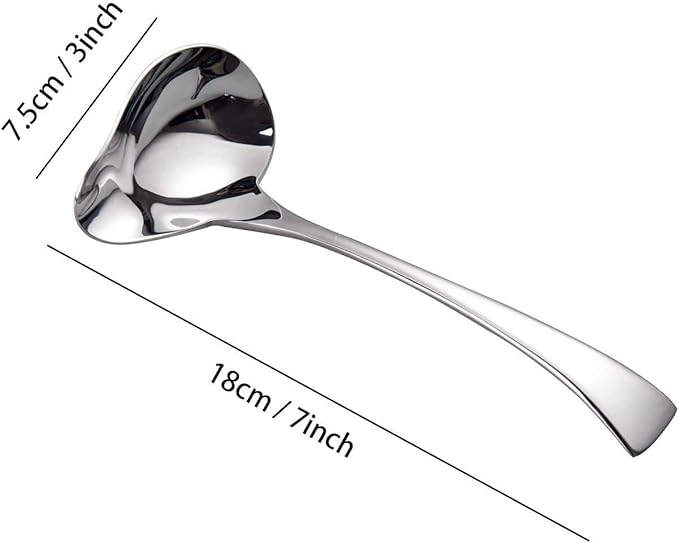 IMEEA 7inch Small Gravy Ladle 18/10 Stainless Steel Soup Ladle with Spout for Sauces, Set of 2