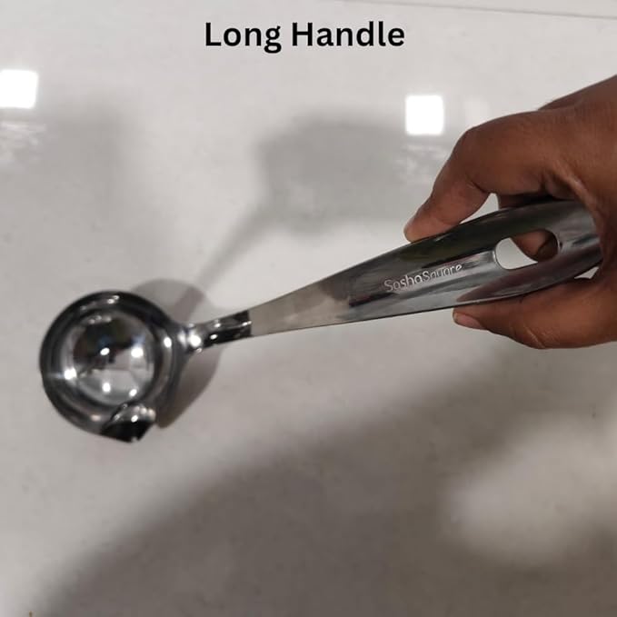 Oil Separating Stainless Steel Soup Ladle/Grease Trap Long Spoon/Fat Control Serving Spoon/Healthy Lifestyle/Kitchen Accessory