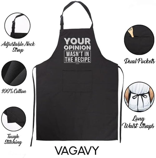 100% Cotton, Black Funny Aprons for Men, Dad, Husband - Birthday, Father’s Day Grilling Gifts for Papa, Husband.