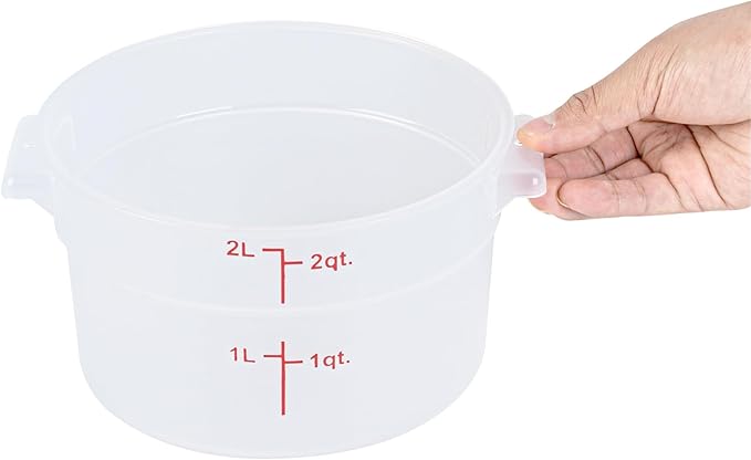 Restaurantware-Met Lux 2 Quart Food Storage Containers, 10 Translucent Storage Containers - Lids Sold Separately, Red Volume Markers, Dishwashable Containers, Side Handles, For Storing Foods