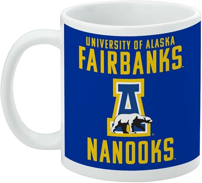 University of Alaska, Fairbanks Nanooks Logo Ceramic Coffee Mug, Novelty Gift Mugs for Coffee, Tea and Hot Drinks, 11oz, White