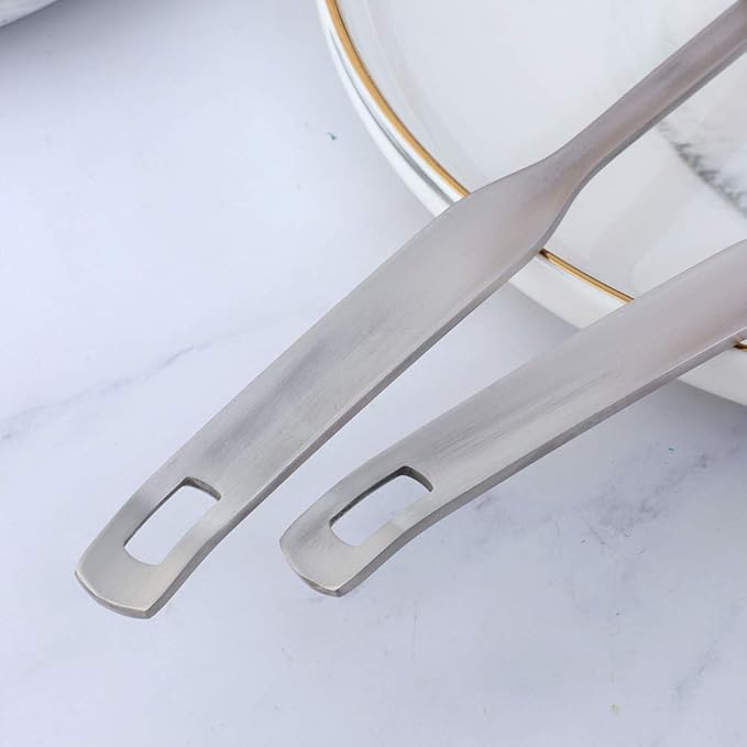 2 Pcs Soup Ladle Colander, Metallic Frosting Flatware Cookware Serving Long Handle Steel Slotted Spoon Cooking Utensil Set for Hotpot