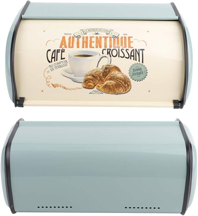 aqxreight Bread Box for Kitchen Storage Large Metal Container Holds Multiple Loaves Compatible with Most Bread Sizes in Blue