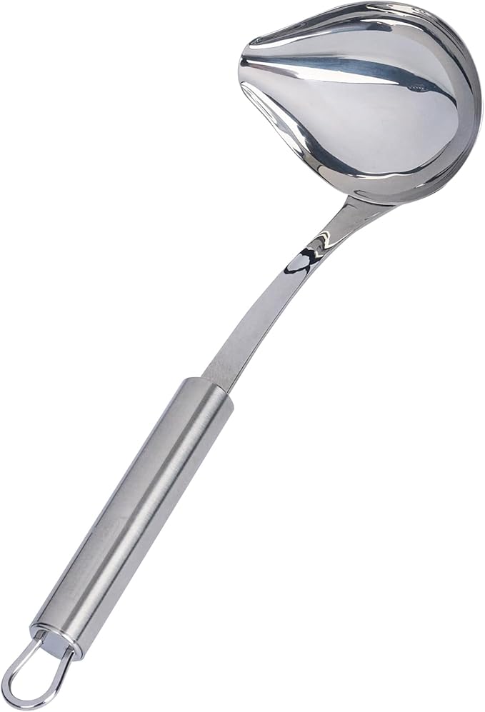 Ladle 1 Pack 2.5 oz Ergonomic Handle Serving Ladle with Pour Spout Precision Pouring Durable Stainless Steel Silver Utensil For Soups, Gravies, Buffet Use