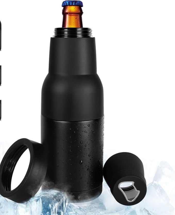Beer Can Cooler, 12Oz Beer Bottle Cooler With Beer Opener, 3 In 1 Slim Can Cooler Insulated, Vacuum Insulated Double Walled Stainless Steel Beer Bottle Holder