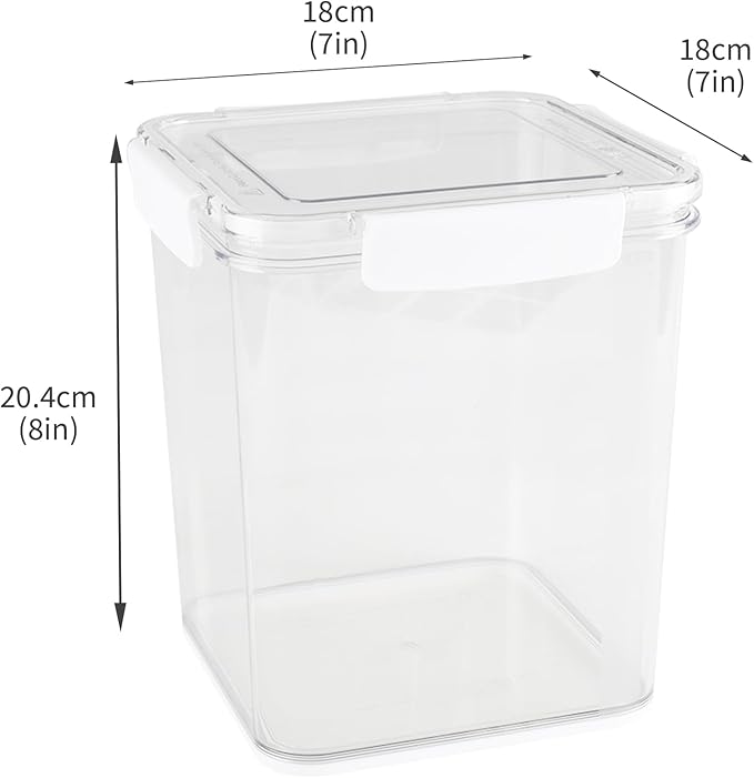 Plastic Containers With Lids for Food, 3Pcs Airtight Food Storage Containers for Pantry, Flour and Sugar Containers Set, BPA Free Clear Stackable Kitchen Storage Bins for Home,Pantry