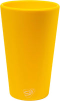 Silipint 16oz Silicone Pint Glass – Unbreakable BPA-Free Reusable Silicone Drinking Cup – Flexible Dishwasher Microwave & Freezer Safe – Stemless Glass for Water Coffee Smoothies (Yellow)