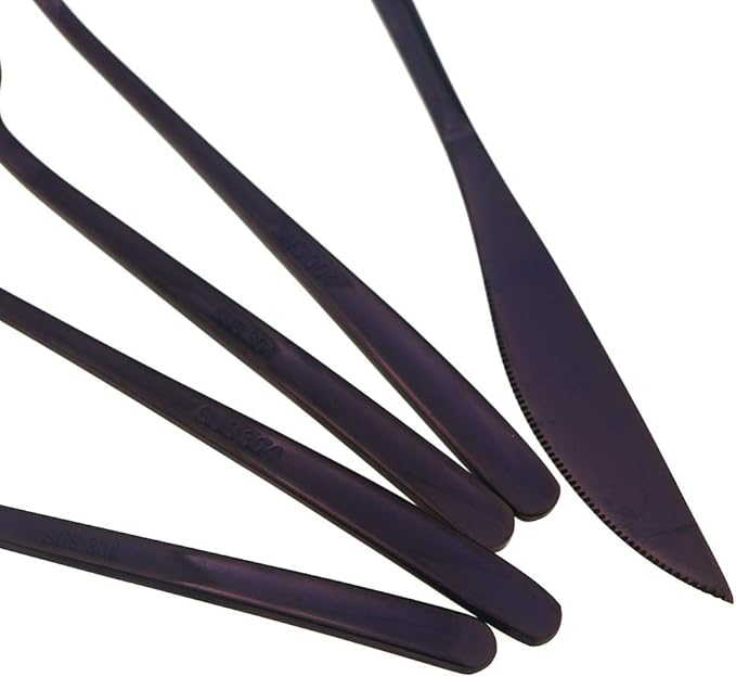 JASHII Mirror Polished Purple 30-Piece SUS304 Stainless Steel Flatware Set,Silverware Set Dinner Knife Fork Spoon Dessert Fork Salad Spoon Service for 6