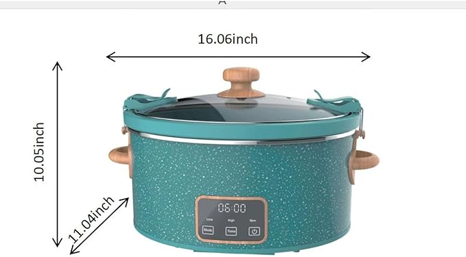 Pioneer Woman 6-Quart Digital Slow Cooker with Locking Lid, Teal Speckle – Programmable Family-Size Crock Pot