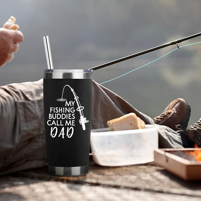 Fishing Gifts For Men Birthday Gift For 20oz Black My Fishing Buddies Call Me Dad Travel Tumbler Fishings Gift For Bay Christmas Presents For Father Dad Fishings Lover Coffee Cup With Lid Straw