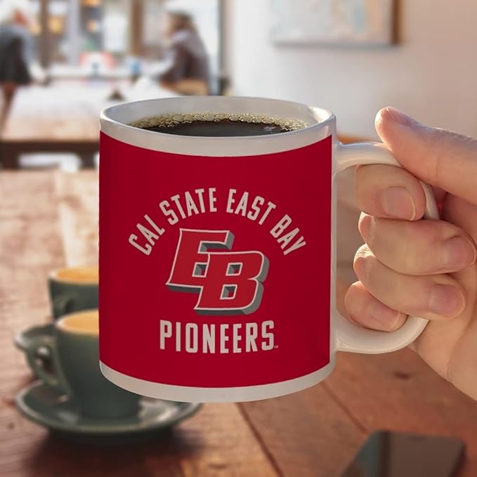 California State University, East Bay Pioneers Logo Ceramic Coffee Mug, Novelty Gift Mugs for Coffee, Tea and Hot Drinks, 11oz, White