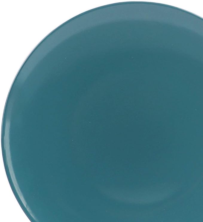 Amazon Basics 18 Pieces Dinnerware Sets, Plates and Bowls, Service for 6, Deep Teal