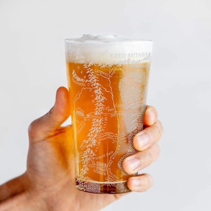 MAP OF MIRKWOOD RHOVANION Engraved 16oz Pint Glass | Inspired by Tolkien Power Ring and Middle Earth | Great Christmas Gift Idea | Unique Elvish Fantasy Wizard Fantasy Decor!