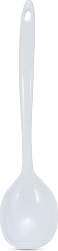 AME D'ESSENCE 12" Melamine Solid Spoon White Durable and Versatile Kitchen Tool Perfect for Stirring Mixing Serving Scratch-Resistant and Non-Stick Surface Ergonomic Handle for Comfortable Grip