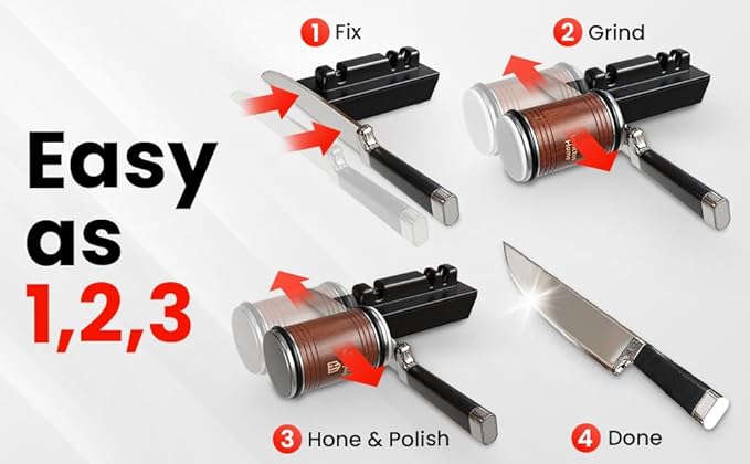 Rolling Knife Sharpener Kit with Diamond & Ceramic Disc Tumbler Knife Sharpener -+ Magnetic Base for Kitchen Knives with 15° & 20° Angles - Sharpening Kit - Sharpeners