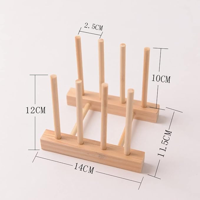 YWSHF 4 PCS Bamboo Wooden Dish Rack Dishes Drainboard Drying Drainer Storage Holder Stand Kitchen Cabinet Organizer for Dish,Plate,Bowl,Cup Pot,Lid,Book
