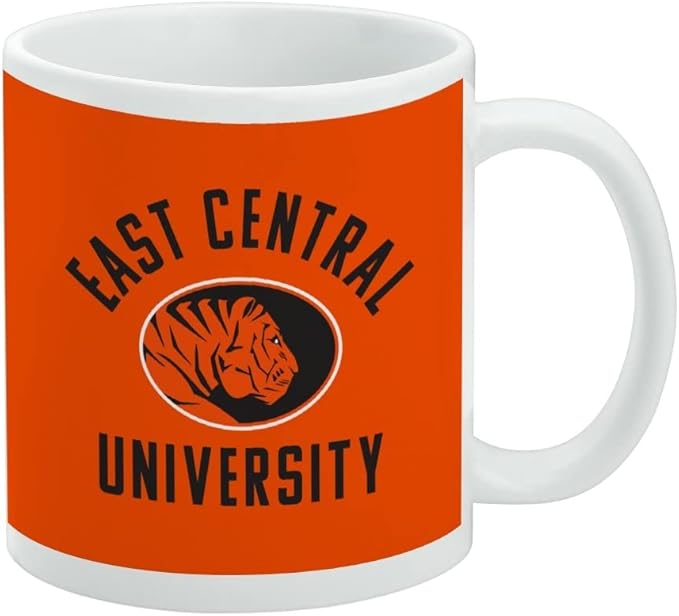 East Central University Tigers Logo Ceramic Coffee Mug, Novelty Gift Mugs for Coffee, Tea and Hot Drinks, 11oz, White