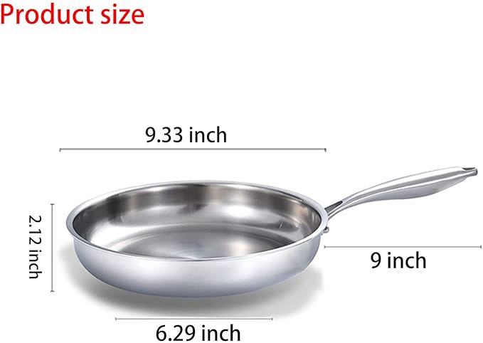 DELARLO Triply Stainless Steel Pan 8 Inch Frying pan, Induction Skillet Compatible Up to 600℉, Fast and Even Heat, Oven Broiler Safe, Small Skillet, Omelette, Small Pan for Eggs, Steak, Bacon