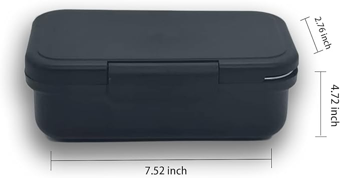 Stainless Steel Small Bento Box for Adults - Leakproof Microwave Safe Lunch Box for Work, Meal Prep and On the Go with Utensils & Canvas Bag (Black), Compact-Sized for Moderate Appetites