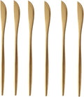 Gold 18/10 Stainles Steel Dessert Knife Set, Luxury Cutlery for Kitchen Hotel Restaurant Wedding Party, Matte Finish, Dishwasher Safe, Pack of 6