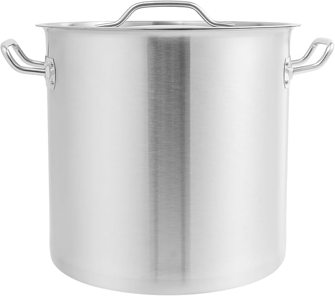 25L/26.4Qt Commercial Large Stock Pot with Lid,Nickel Free Stainless Steel Cookware Healthy Polished Stockpots, Induction Soup Pot for Cooking Home Use