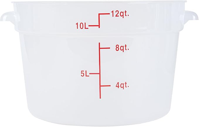 Restaurantware-Met Lux 12 Quart Food Storage Containers, 10 Translucent Storage Containers - Lids Sold Separately, Red Volume Markers, Dishwashable Containers, Side Handles, For Storing Foods