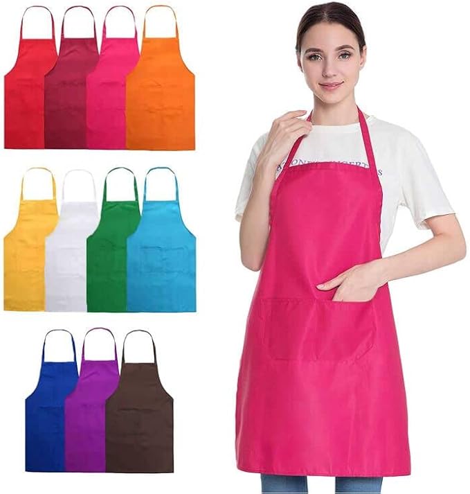 11 Pack Plain Color Bib Bulk Aprons for Women Men Chef, Waterproof Baking Painting Artist Cooking Kitchen Aprons with 2 Pockets (11, Multicolor)