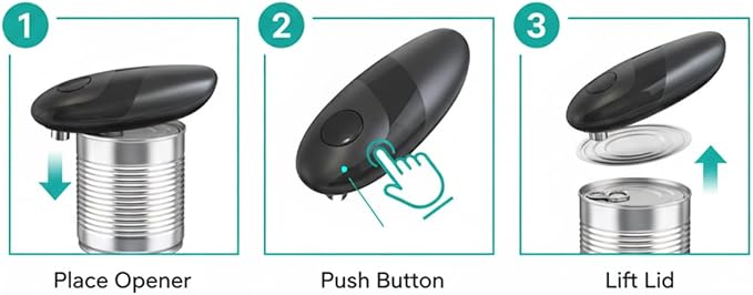 Electric Can Opener – Smooth Edge Automatic Can Opener for Seniors with Arthritis, One-Touch Battery Operated Can Opener, Hands-Free Safe Kitchen Gadget for Home, Travel & Camping