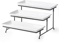 YHOSSEUN 3 Tier Serving Stand Tiered Tray Stand with 3 Porcelain Serving Platters Trays for Dessert Server Display Collapsible Sturdier Metal Rack 14 inch
