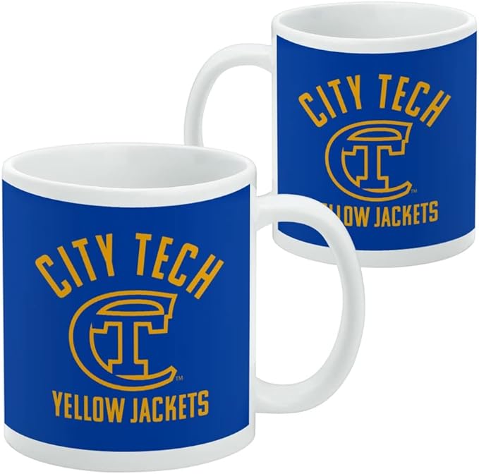 New York City College of Technology Yellow Jackets Logo Ceramic Coffee Mug, Novelty Gift Mugs for Coffee, Tea and Hot Drinks, 11oz, White