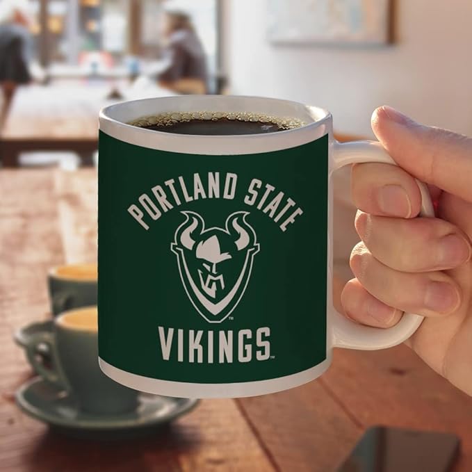 Portland State University Vikings Logo Ceramic Coffee Mug, Novelty Gift Mugs for Coffee, Tea and Hot Drinks, 11oz, White
