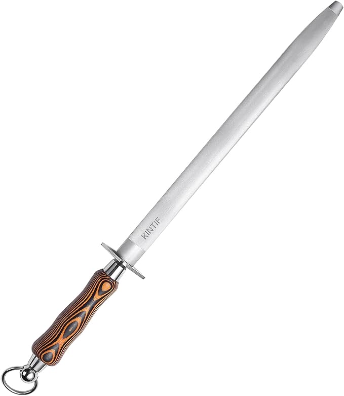 Sharpening Steel 10 inch Professional Knife Sharpener Honing Rod, Fine Lines, High hardness, Flat Knife Honing Steel