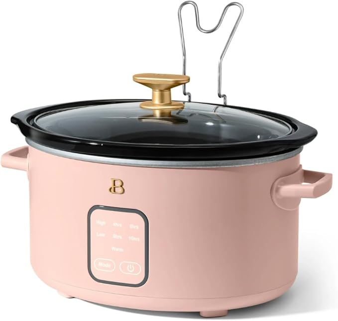 Beautiful 4-Quart Slow Cooker with Touch-Activated Display, Programmable Digital Controls, Removable Non-Stick Pot, Keep Warm Function, by Drew Barrymore (Rose)