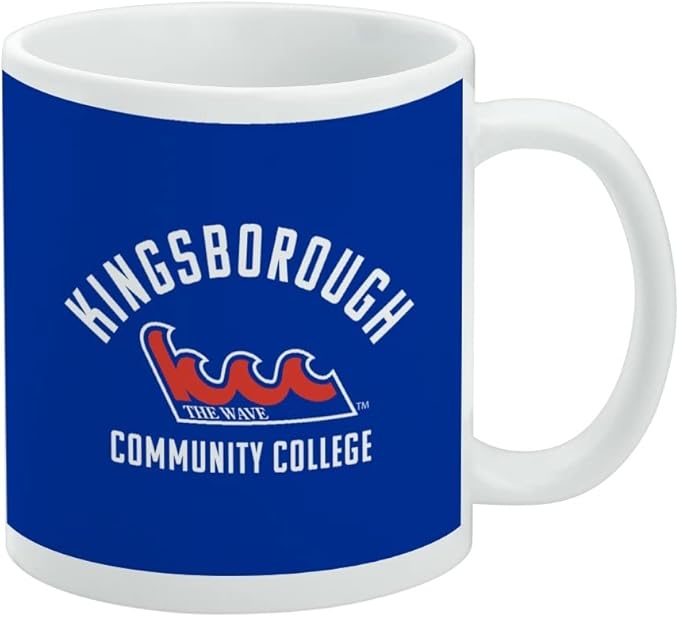 Kingsborough Community College the Wave Logo Ceramic Coffee Mug, Novelty Gift Mugs for Coffee, Tea and Hot Drinks, 11oz, White