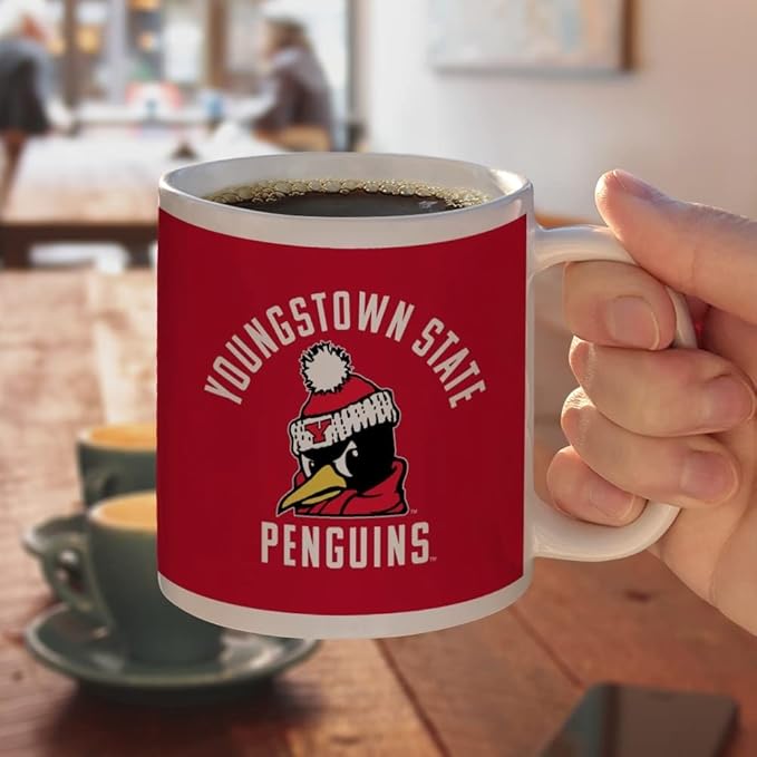 Youngstown State Penguins Logo Ceramic Coffee Mug, Novelty Gift Mugs for Coffee, Tea and Hot Drinks, 11oz, White