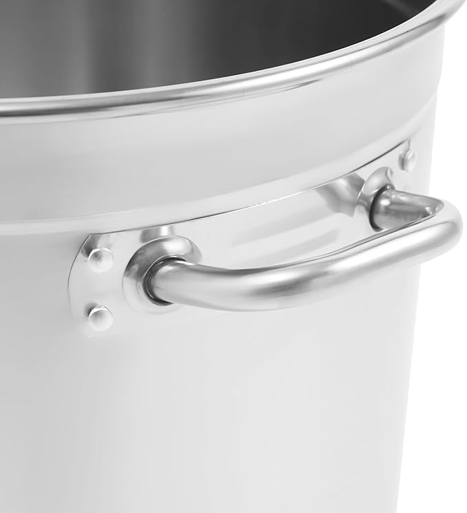 48L/50.7Qt Commercial Large Stock Pot with Lid,Nickel Free Stainless Steel Cookware Healthy Polished Stockpots, Induction Soup Pot for Cooking Home Use