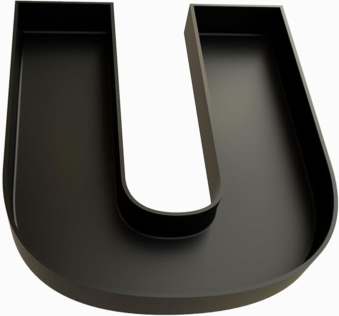 Hard Plastic Reusable Fillable Letters Numbers Serving Trays for Party Decoration (U, Black)
