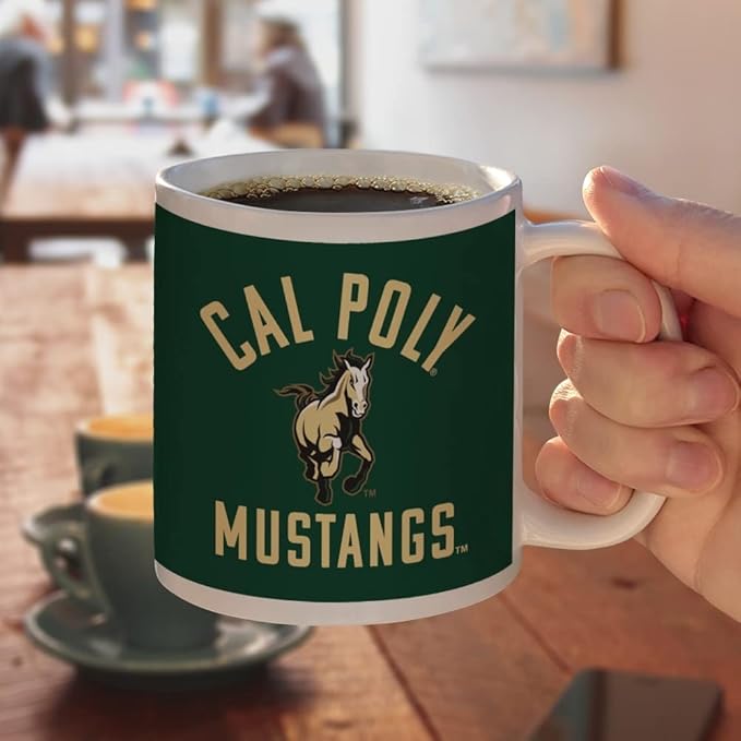 Cal Poly Mustangs Logo Ceramic Coffee Mug, Novelty Gift Mugs for Coffee, Tea and Hot Drinks, 11oz, White