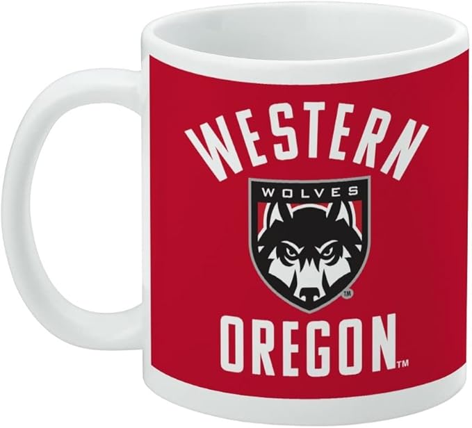 Western Oregon University Wolves Logo Ceramic Coffee Mug, Novelty Gift Mugs for Coffee, Tea and Hot Drinks, 11oz, White