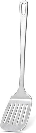 Stainless Steel Spatula, Metal Spatula Slotted Turner, Heavy Duty Sturdy Spatulas for Kitchen Use, High Heat Resistant Cooking Utensils for Fish Eggs Pancakes, Dishwasher Safe, Easy to Clean, Silver